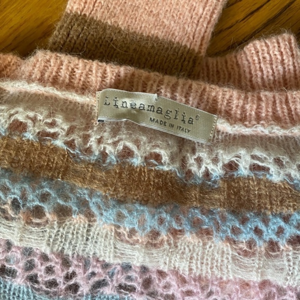 Anthropologie Lineamaglia Pink Crochet Sweater M/L - Picture 12 of 13
